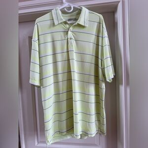 Nike Golf Size XL Mens Polo‎ Performance Shirt Bright Yellow Striped DRI-FIT